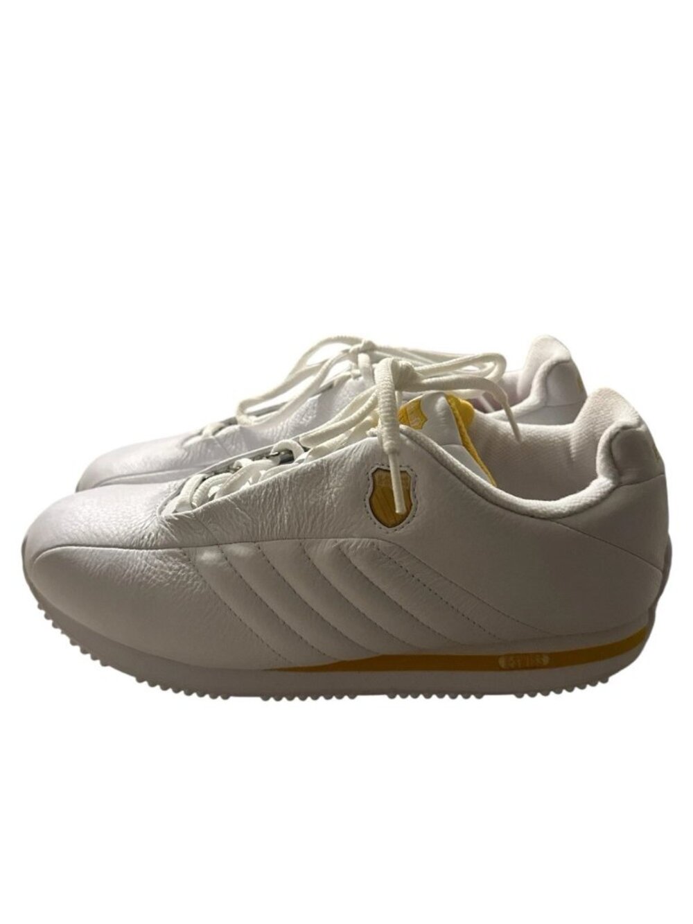 K-Swiss Women Denley Low Top Shoe Sneaker White Yellow Size 8 new - Picture 3 of 10